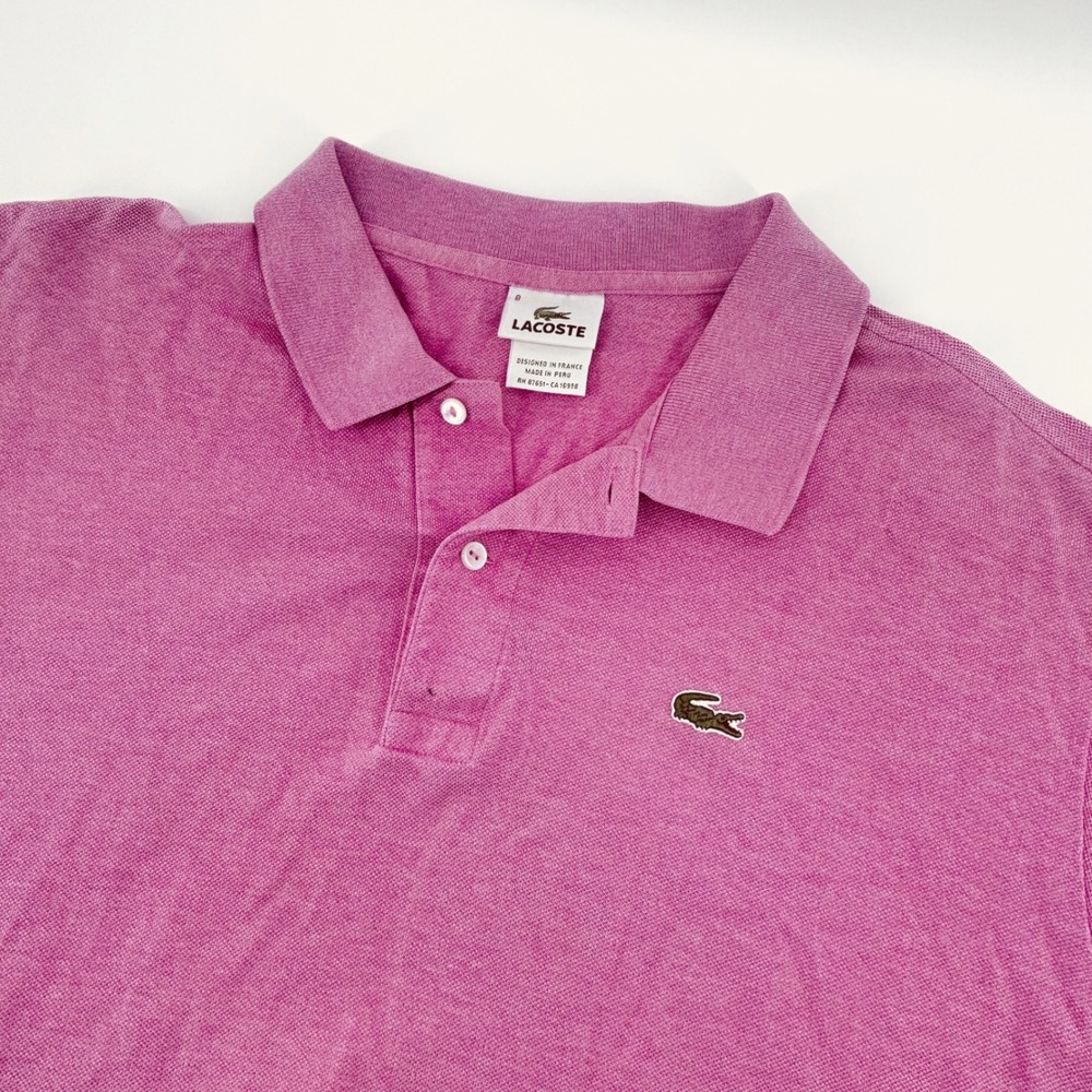 Lacoste Polo Shirt Mens 8 (3XL) Pink Heathered Short Sleeve Pique Logo see photo